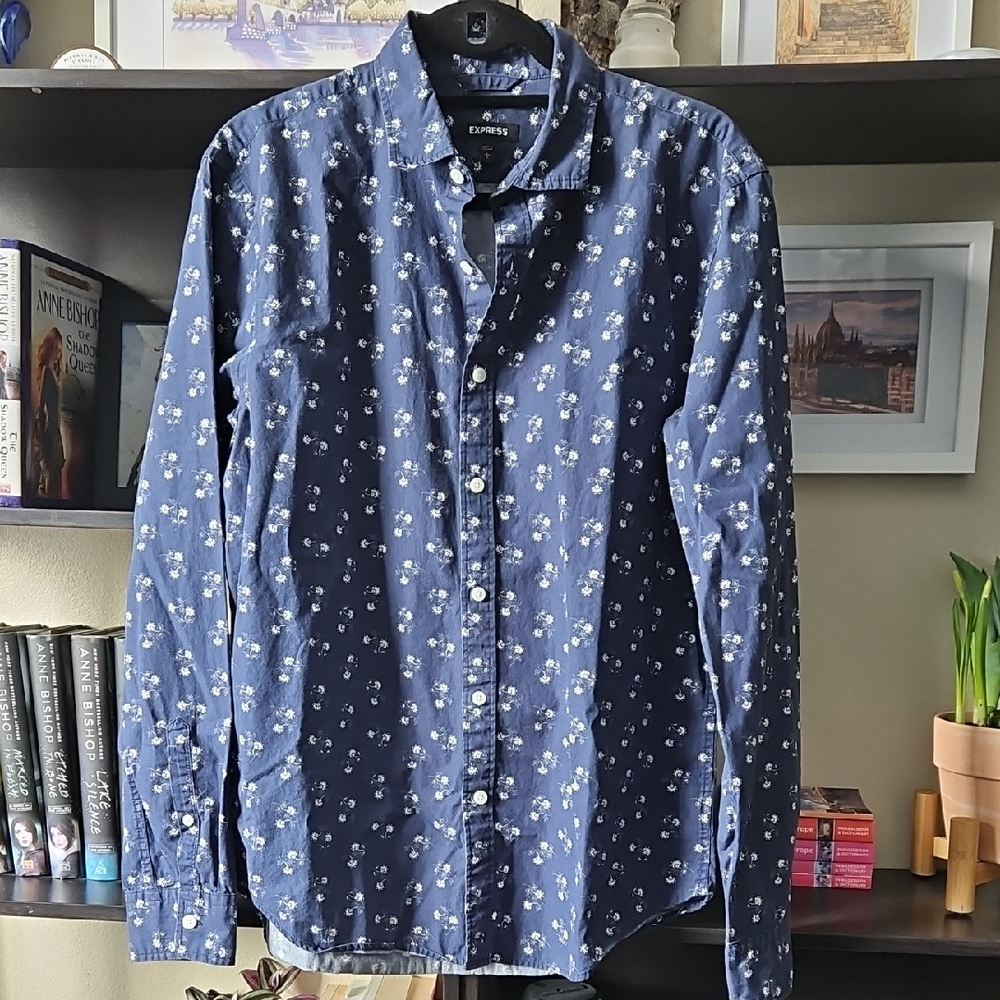 Express Blue Floral Men's Shirt